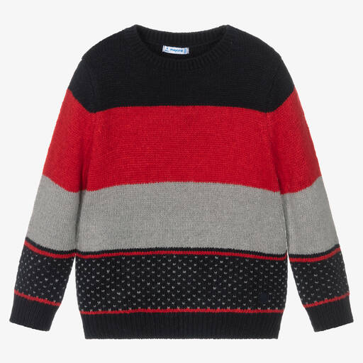 Mayoral-Boys Blue & Red Stripe Sweater | Childrensalon Outlet