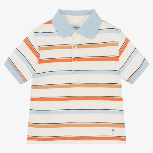Mayoral-Boys Blue Stripe Jersey Polo Shirt | Childrensalon Outlet