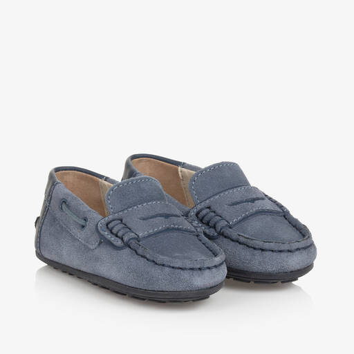 Mayoral-Boys Blue Suede Moccasin Shoes | Childrensalon Outlet