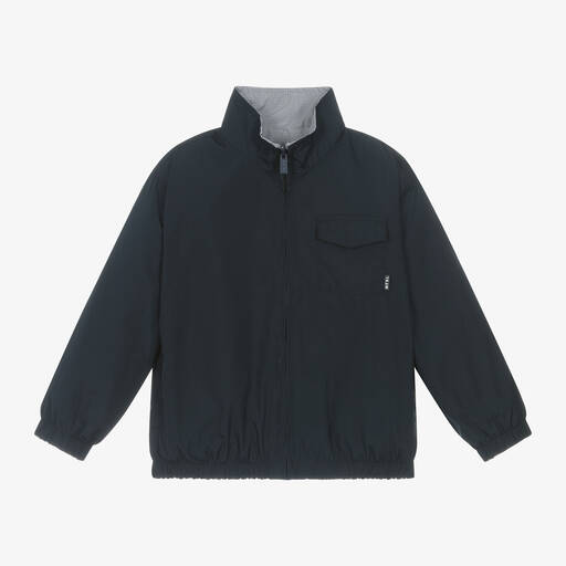 Mayoral-Boys Blue & White Reversible Jacket | Childrensalon Outlet