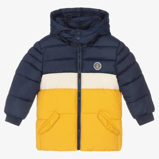 Mayoral-Boys Blue & Yellow Puffer Coat | Childrensalon Outlet