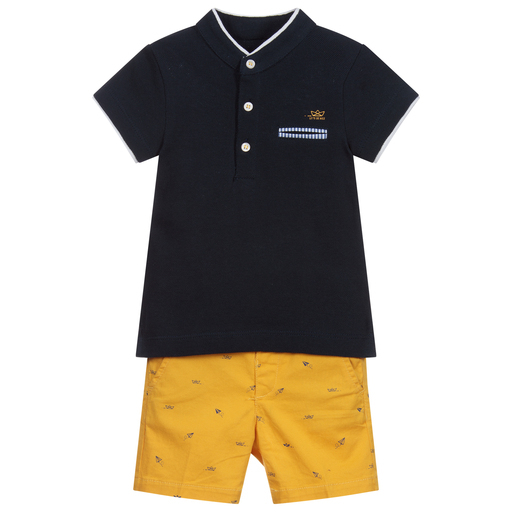 Mayoral-Синий топ и желтые шорты для мальчиков | Childrensalon Outlet