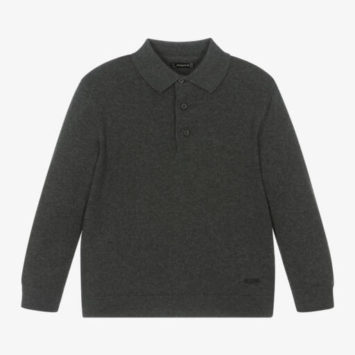 Mayoral-Boys Charcoal Knit Polo Top | Childrensalon Outlet