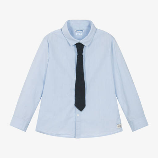 Mayoral-Boys Cotton Blue Shirt Set | Childrensalon Outlet