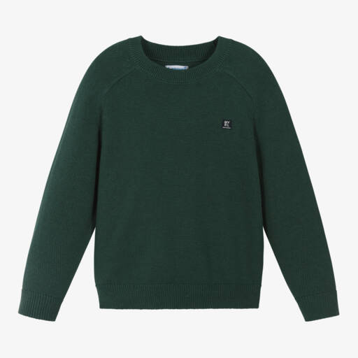 Mayoral-Boys Cotton Green Knit Jumper | Childrensalon Outlet