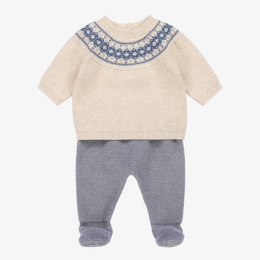 Mayoral-Boys Cotton Knit 2 Piece Babygrow | Childrensalon Outlet