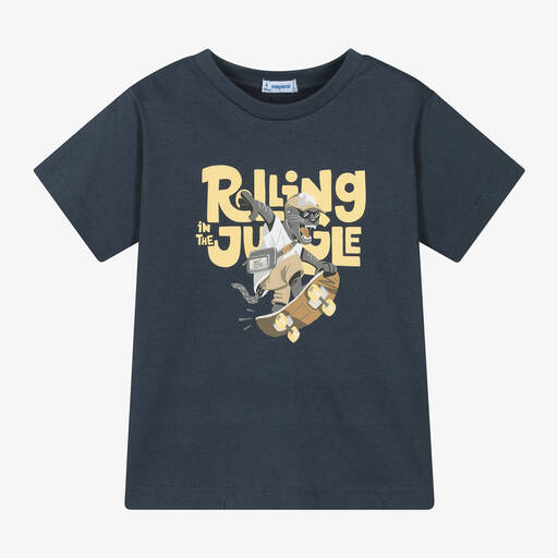 Mayoral-Boys Dark Grey Cotton Graphic T-Shirt | Childrensalon Outlet