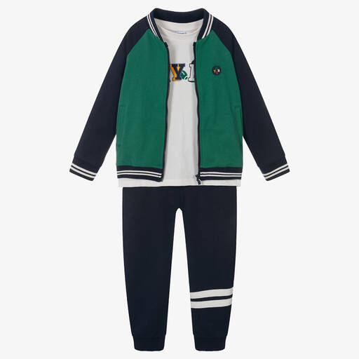 Mayoral-Boys Green & Blue Cotton Tracksuit Set | Childrensalon Outlet