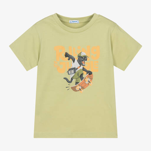 Mayoral-Boys Green Cotton Graphic T-Shirt | Childrensalon Outlet