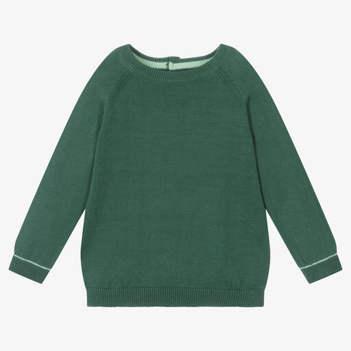 Mayoral-Boys Green Cotton Knit Sweater | Childrensalon Outlet
