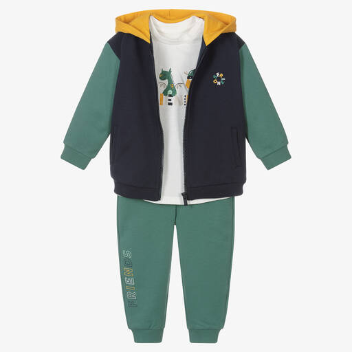Mayoral-بدلة رياضية أطفال ولادي قطن جيرسي لون أخضر | Childrensalon Outlet