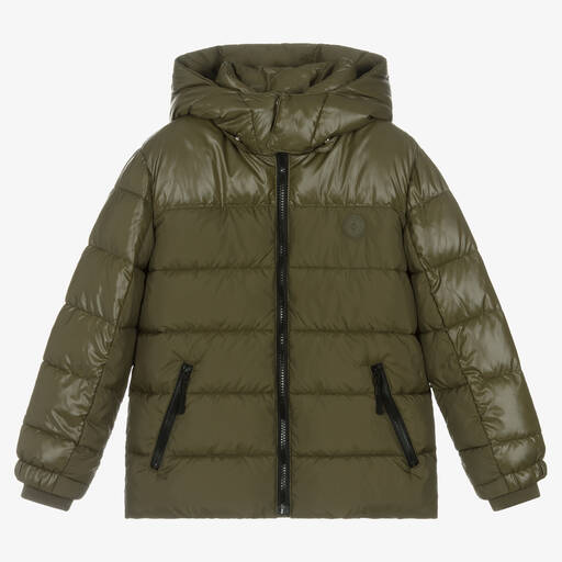 Mayoral Nukutavake-Boys Green Hooded Puffer Jacket | Childrensalon Outlet