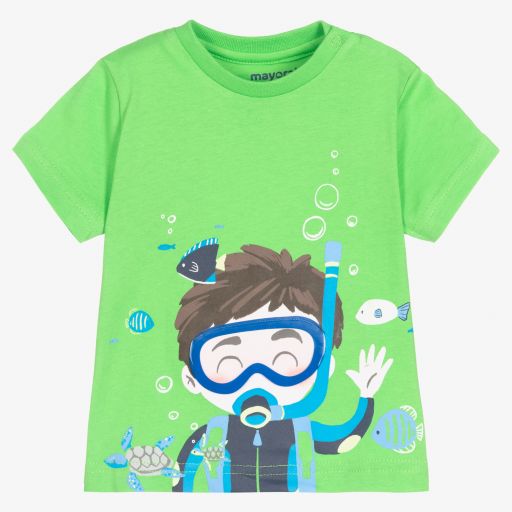 Mayoral-Boys Green Scuba T-Shirt | Childrensalon Outlet