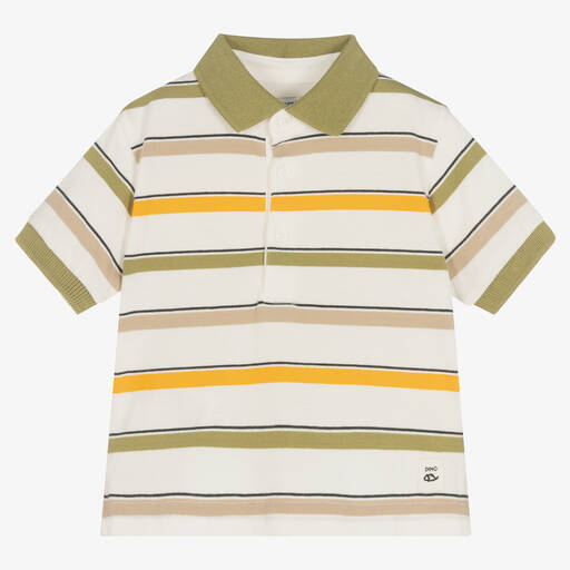 Mayoral-Boys Green Stripe Jersey Polo Shirt | Childrensalon Outlet
