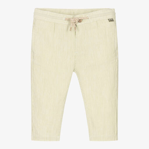 Mayoral-Boys Green Striped Cotton Trousers | Childrensalon Outlet