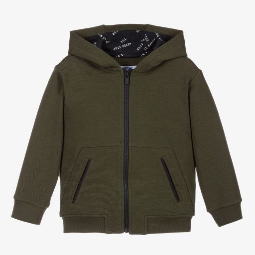 Mayoral-Boys Green Zip-Up Hooded Top | Childrensalon Outlet