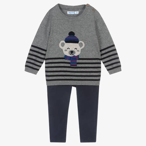 Mayoral-Boys Grey & Blue Trouser Set | Childrensalon Outlet