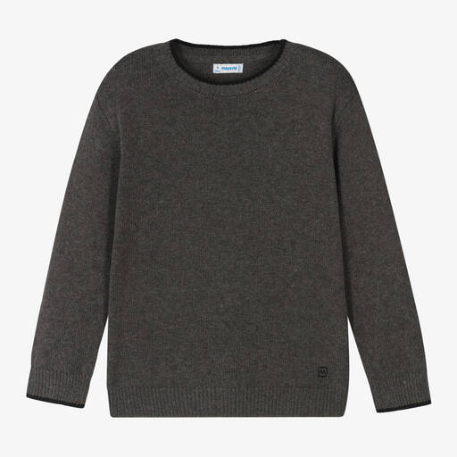 Mayoral-Boys Grey Cotton Knit Sweater | Childrensalon Outlet