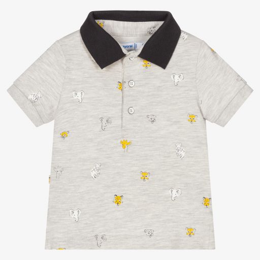 Mayoral-Серая хлопковая рубашка поло для мальчиков | Childrensalon Outlet