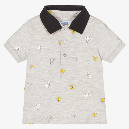 Mayoral-Polo gris en coton Garçon | Childrensalon Outlet