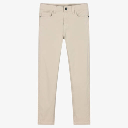 Mayoral-Boys Grey Cotton Slim Fit Trousers | Childrensalon Outlet