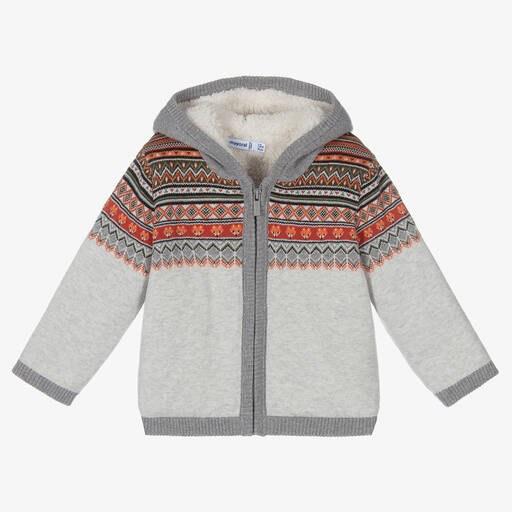 Mayoral-Boys Grey Fair Isle Zip-Up Top | Childrensalon Outlet
