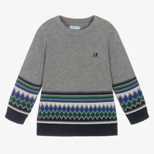 Mayoral-Boys Grey Knitted Sweater | Childrensalon Outlet