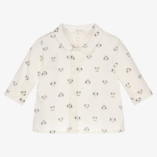 Mayoral Newborn-Boys Ivory Cotton Baby Shirt | Childrensalon Outlet