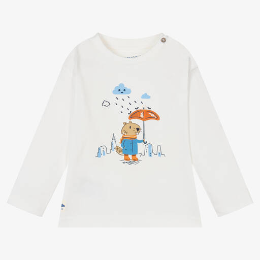 Mayoral-Кремовая футболка из хлопкового джерси | Childrensalon Outlet
