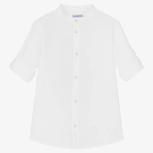 Mayoral-Boys Ivory Cotton & Linen Shirt | Childrensalon Outlet