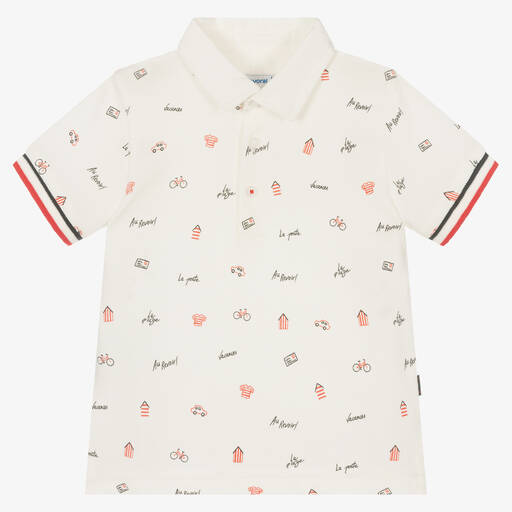 Mayoral-Boys Ivory Cotton Polo Shirt | Childrensalon Outlet