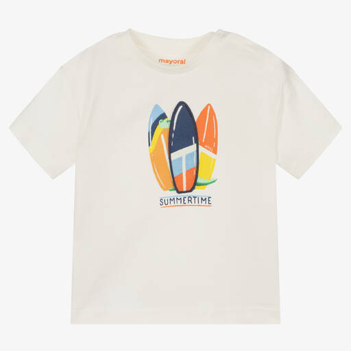 Mayoral-Boys Ivory Cotton T-Shirt | Childrensalon Outlet