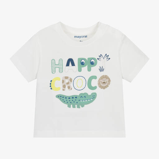 Mayoral-Boys Ivory Cotton T-Shirt | Childrensalon Outlet