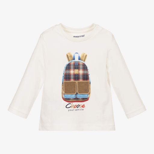 Mayoral-Boys Ivory Cotton Top | Childrensalon Outlet