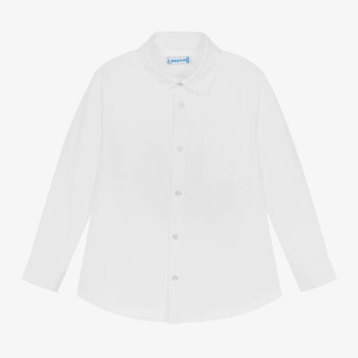 Mayoral-Boys Ivory Cotton Twill Blouse | Childrensalon Outlet