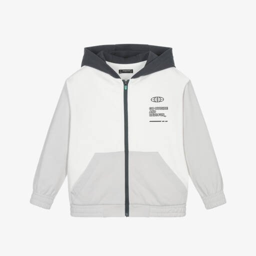 Mayoral-Boys Ivory & Grey Zip-Up Jacket | Childrensalon Outlet