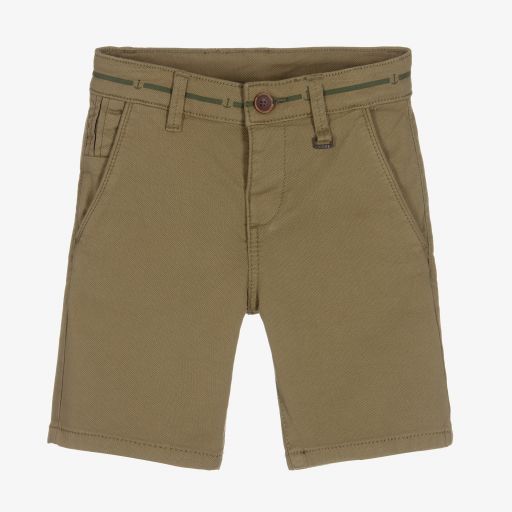 Mayoral-Boys Khaki Green Cotton Shorts | Childrensalon Outlet