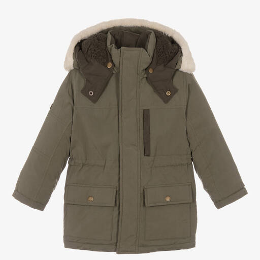 Mayoral-Boys Khaki Green Parka | Childrensalon Outlet