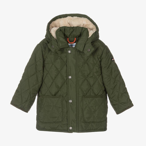 Mayoral-Boys Khaki Green Quilted Coat | Childrensalon Outlet
