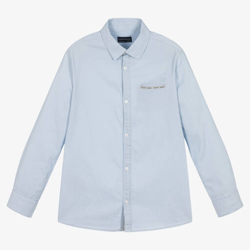 Mayoral Nukutavake-Boys Light Blue Cotton Shirt | Childrensalon Outlet