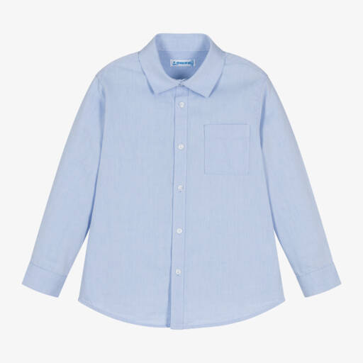 Mayoral-Boys Light Blue Twill Shirt | Childrensalon Outlet