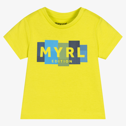 Mayoral-Boys Lime Green Cotton T-Shirt | Childrensalon Outlet