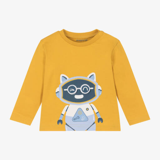 Mayoral-Boys Mustard Robot Long Sleeve | Childrensalon Outlet