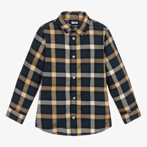 Mayoral-Boys Navy Blue Checked Shirt | Childrensalon Outlet