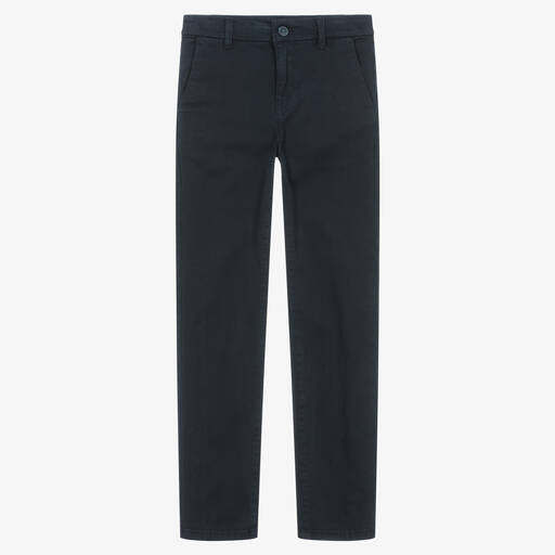 Mayoral Nukutavake-Boys Navy Blue Cotton Chino Trousers | Childrensalon Outlet