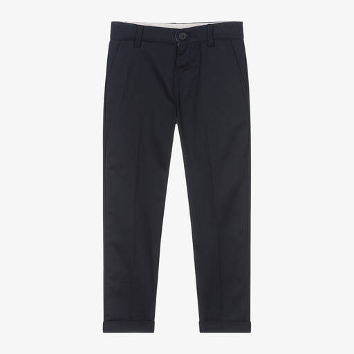 Mayoral-Boys Navy Blue Cotton & Linen Trousers | Childrensalon Outlet
