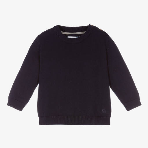 Mayoral-Boys Navy Blue Cotton Sweater | Childrensalon Outlet