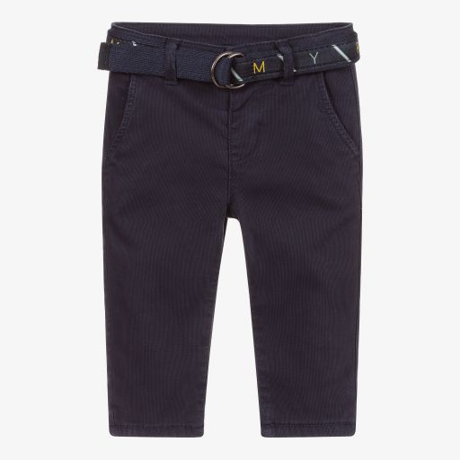 Mayoral-Boys Navy Blue Cotton Trousers | Childrensalon Outlet