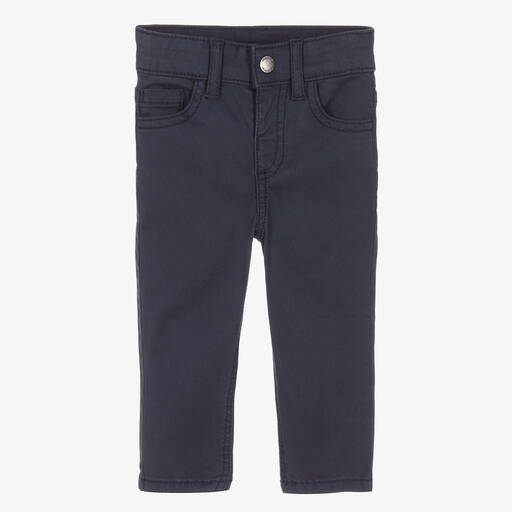 Mayoral-Boys Navy Blue Cotton Twill Trousers | Childrensalon Outlet