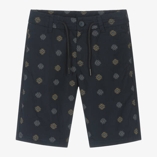Mayoral Nukutavake-Boys Navy Blue Drawstring Chino Shorts | Childrensalon Outlet
